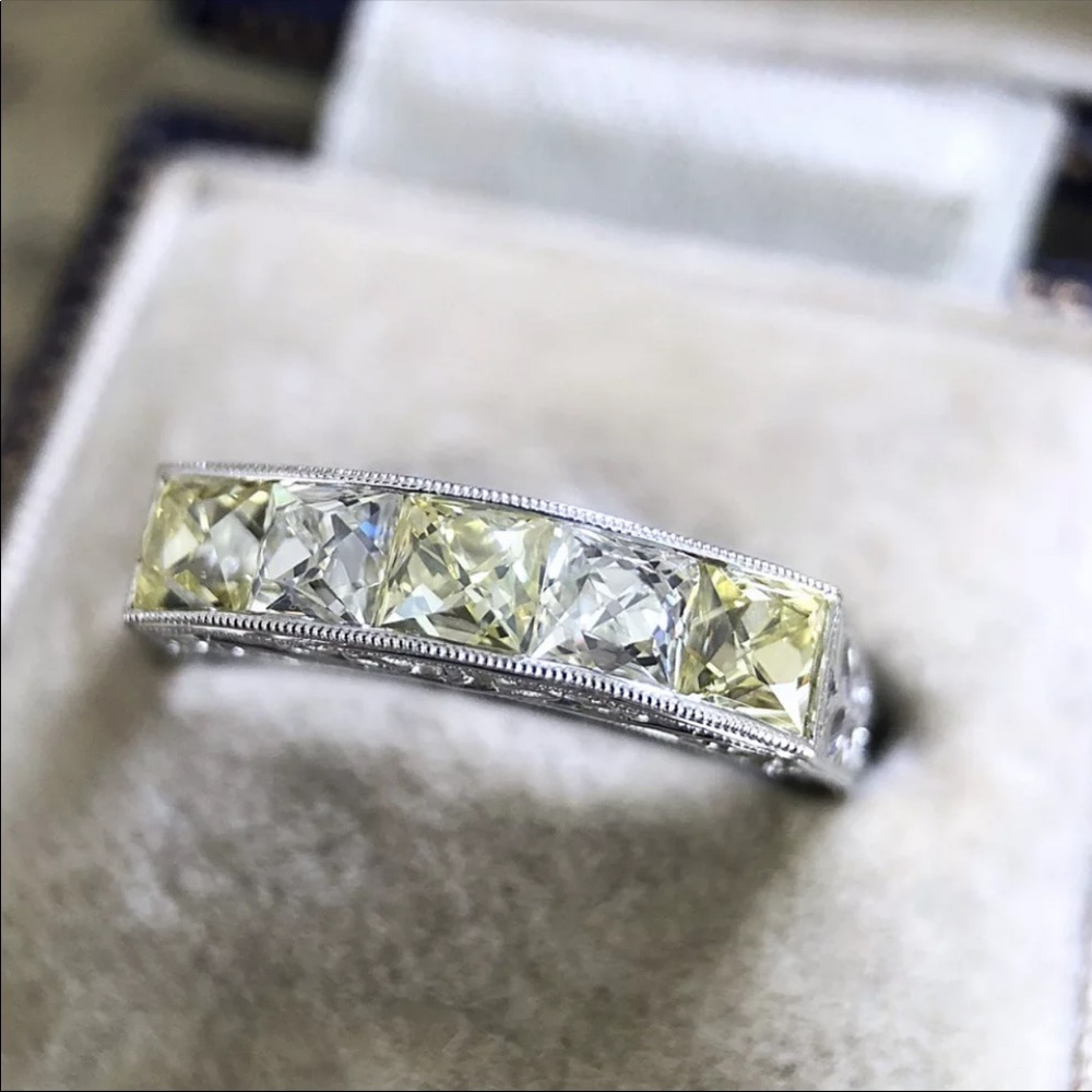 New Vintage 925 Square Diamond Ring - Picture 4 of 5